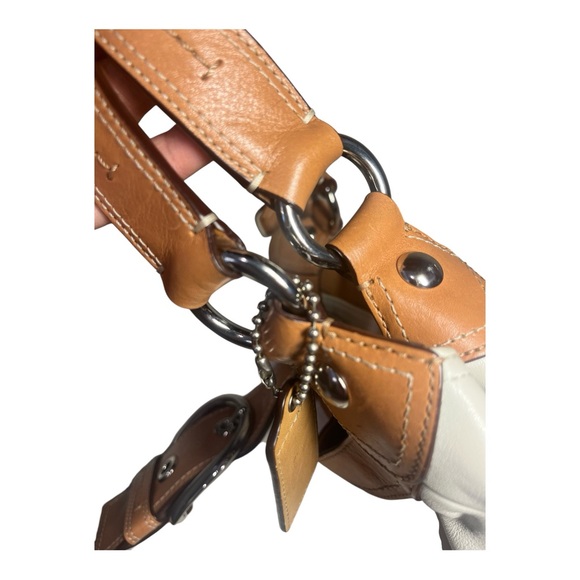 Coach Soho Small Leather Hobo Bag White Tan Buckle Shoulder Bag - Picture 6 of 12